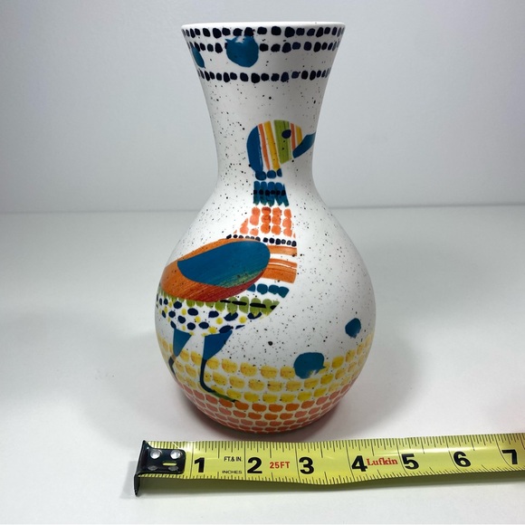 Rare Anthropologie Speckled Ceramic Bird Duck Trumpet Bouquet Flower Vase Decor - Picture 12 of 13